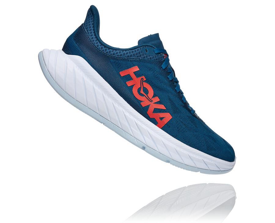 Running Shoes Womens - Hoka One One Carbon X 2 - Navy/White - ZPRLFOW-50